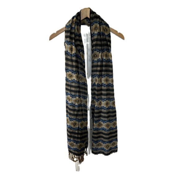 Women's Southwestern Style Cotton Blend Scarf Shawl Tassel Trim Hair Wrap - Picture 1 of 3